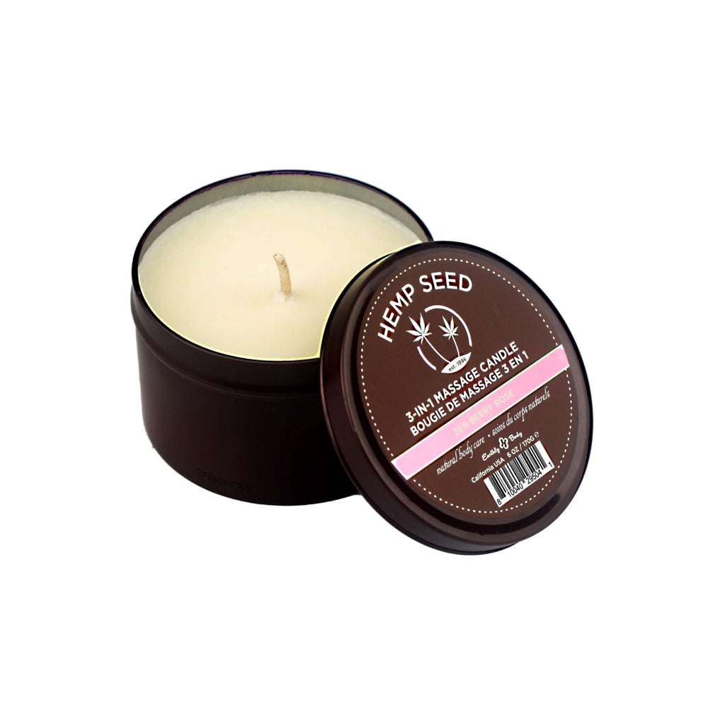 Hemp Seed 3-in-1 Massage Candle (6 oz, Zen Berry Rose Scent) image 1