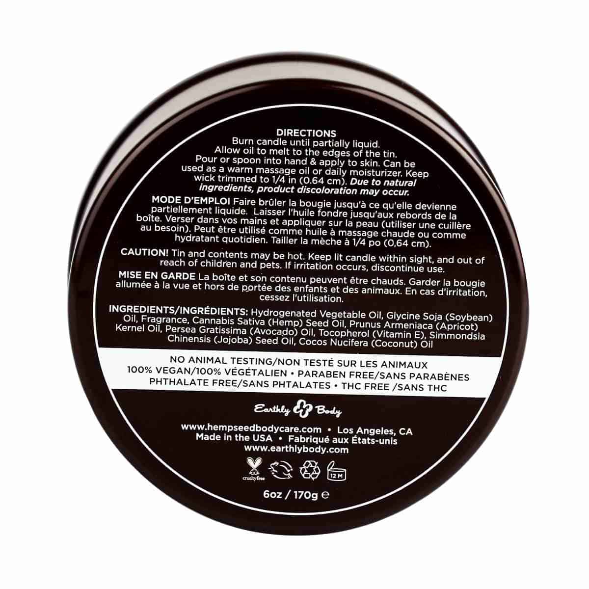 Hemp Seed 3-in-1 Massage Candle (6 oz, Guavalava Scent) image 1