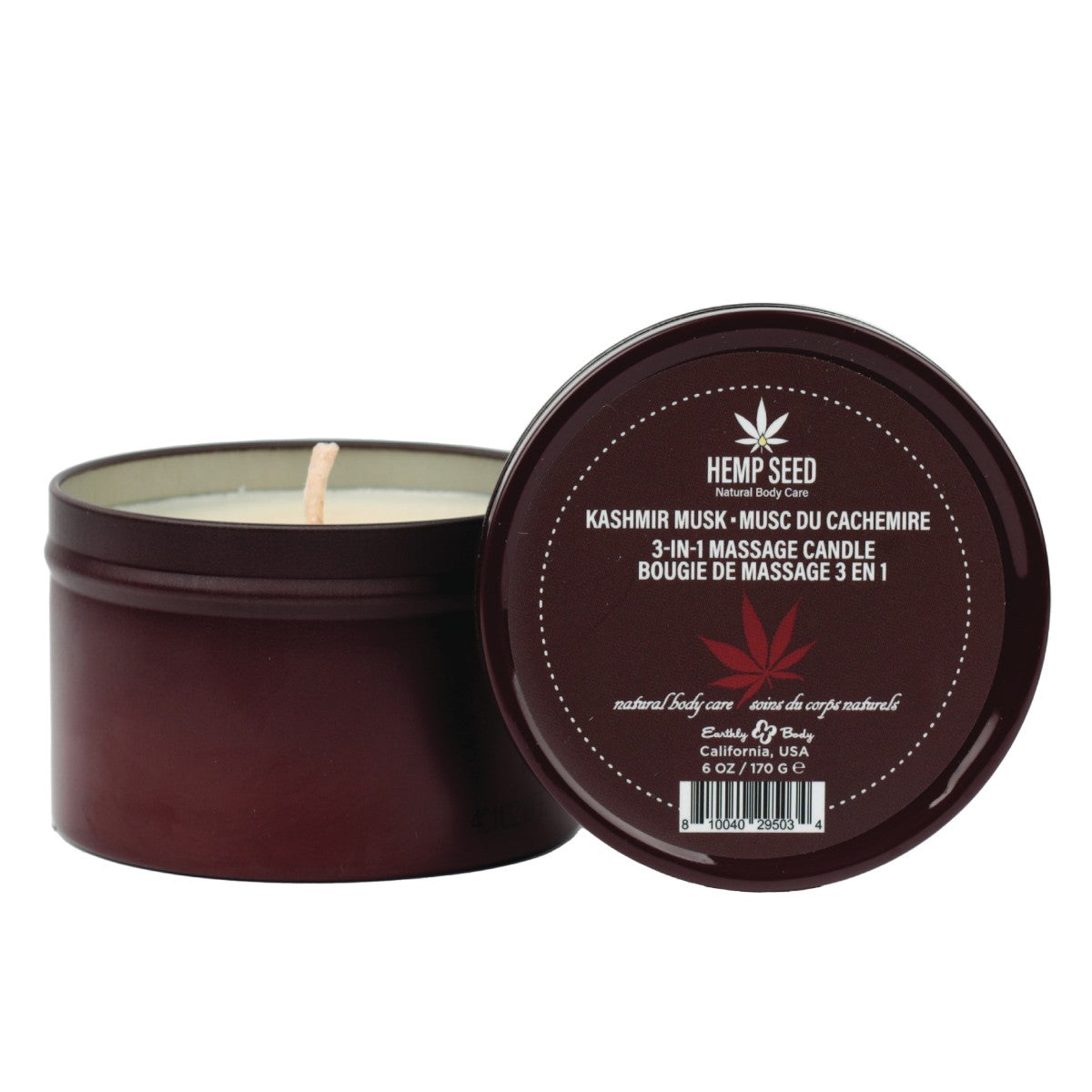 Hemp Seed 3-in-1 Massage Candle (6 oz, Kashmir Musk Scent) image 1
