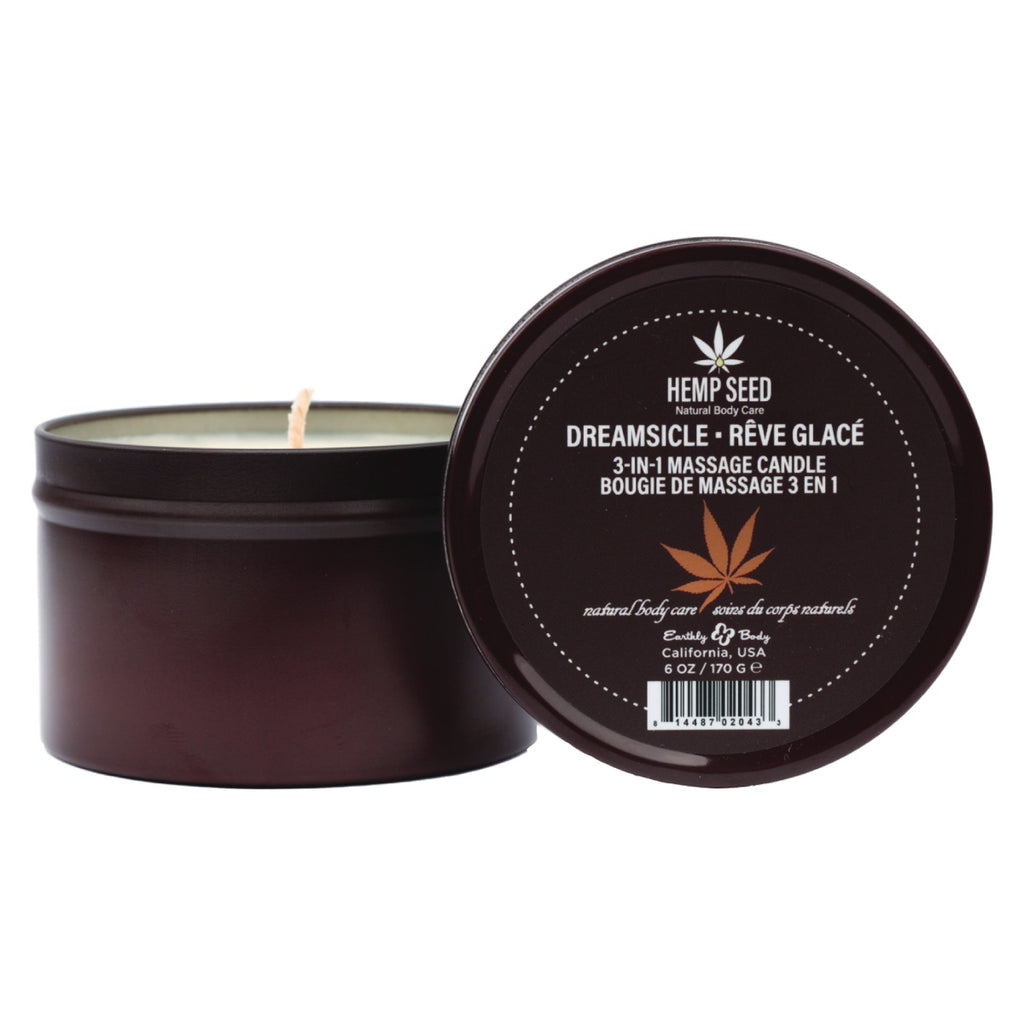 Hemp Seed 3-in-1 Massage Candle (6 oz, Dreamsicle Scent) image 0