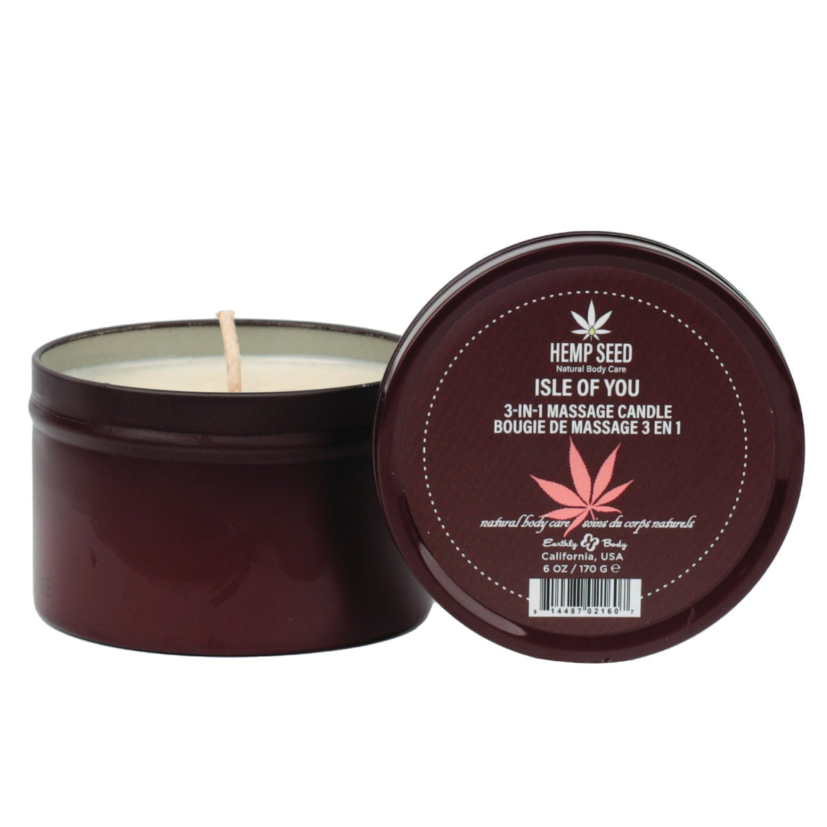 Hemp Seed 3-in-1 Massage Candle (6 oz, Isle of You Scent) image 1