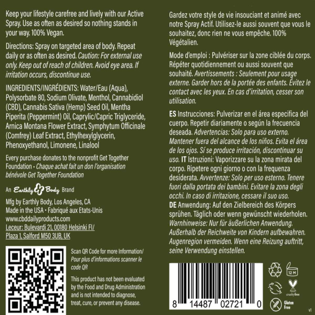 CBD Daily Triple Strength Active Spray Original Mint 180 mg image 2