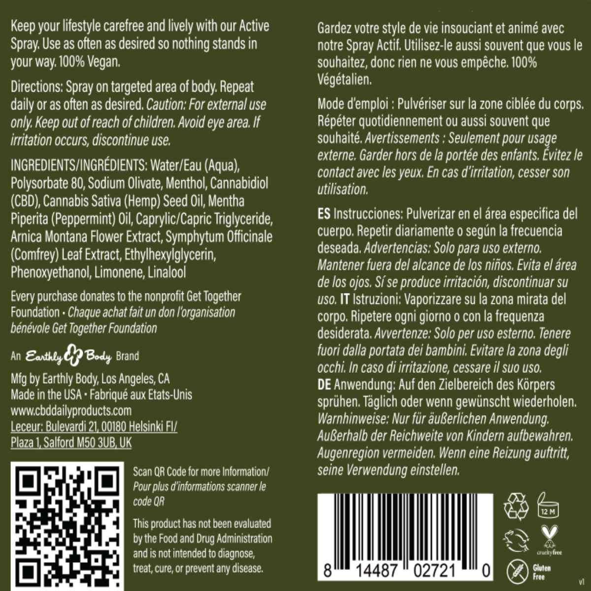 CBD Daily Triple Strength Active Spray Original Mint 180 mg image 2